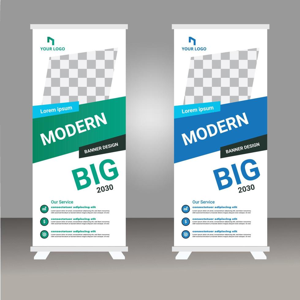 Roll up  banner design template, modern x-banner design vector