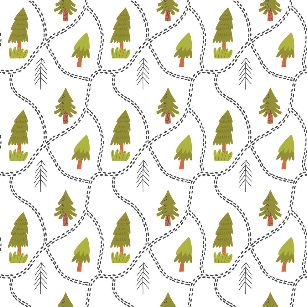 Tree and trail pattern vector