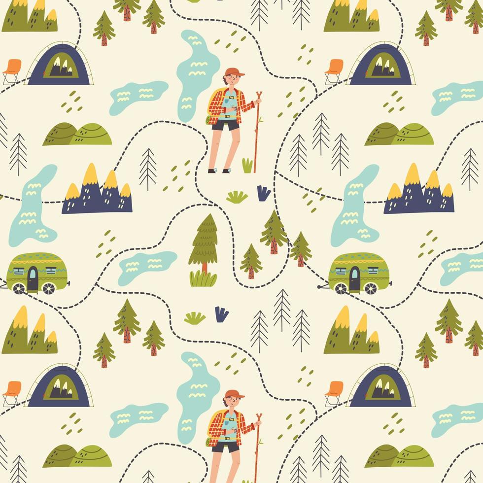 Pattern map of the forest hiking vector
