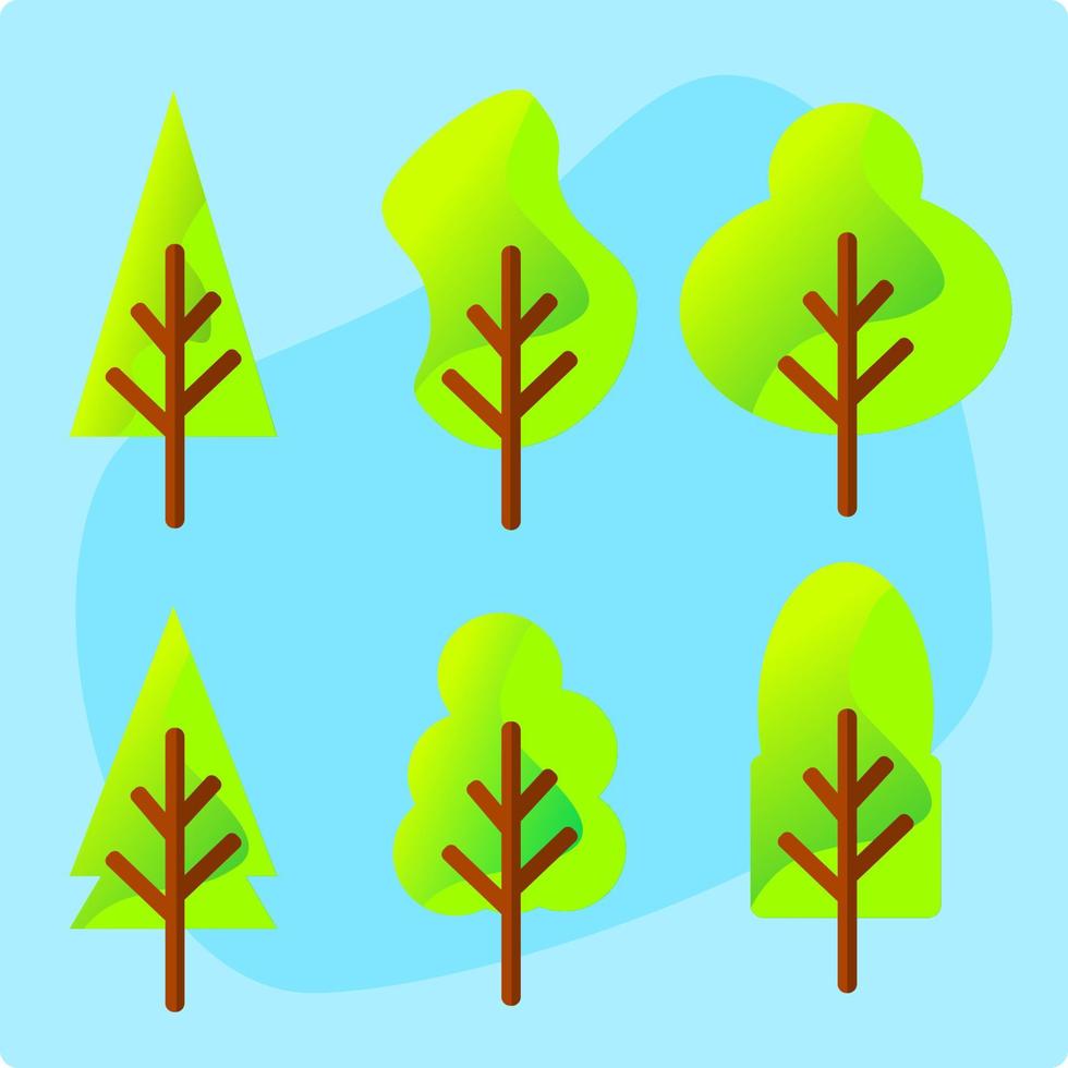 a collection of tree element images suitable for 2d graphic design illustrations. vector