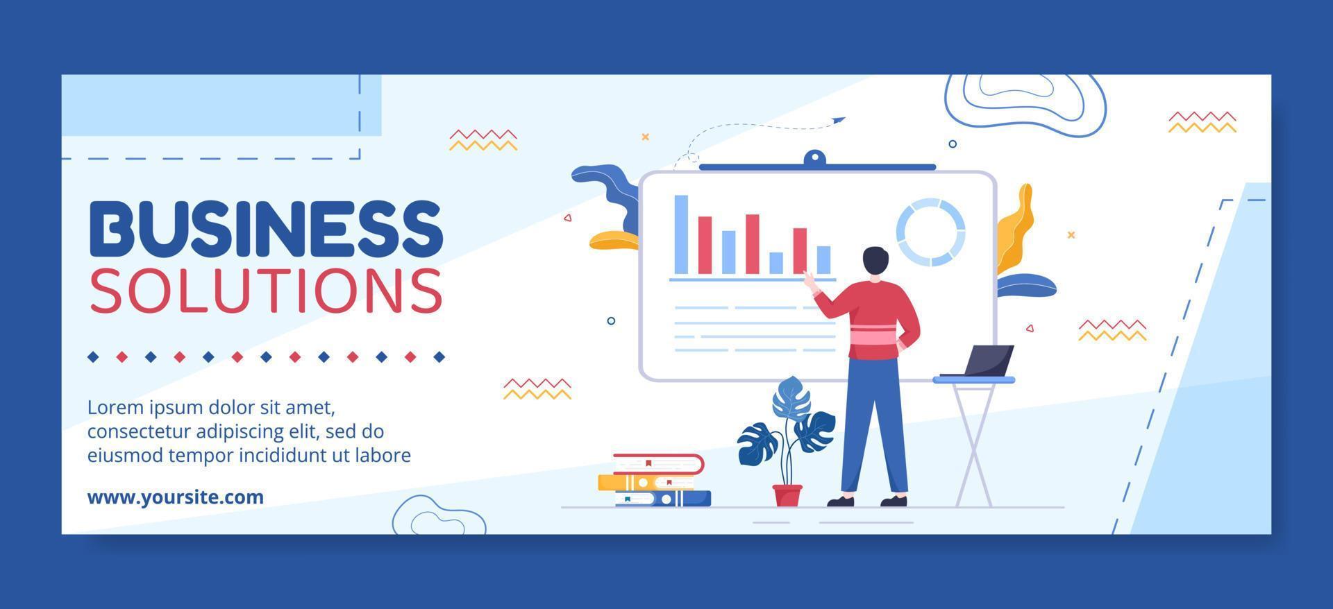 Business Workshop Cover Template Flat Cartoon Background Vector Illustration