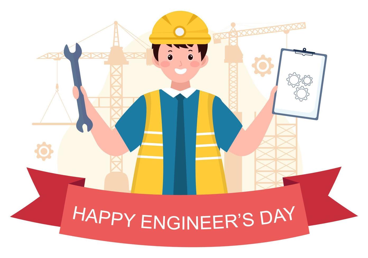 feliz día del ingeniero ilustración conmemorativa para ingeniero vector