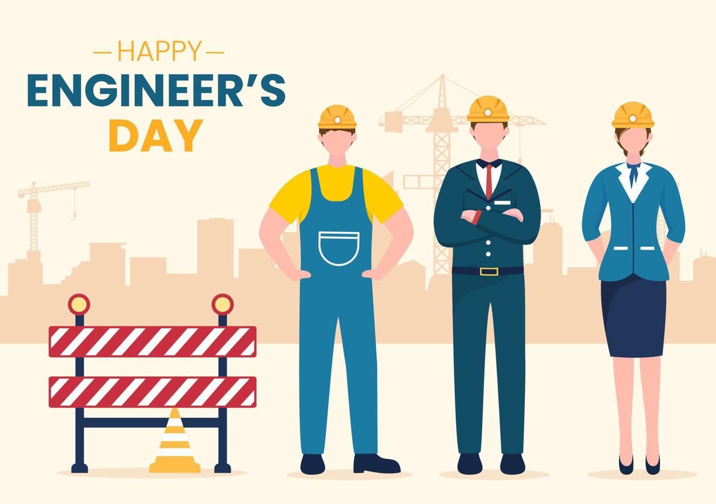 feliz día del ingeniero ilustración conmemorativa para ingeniero vector