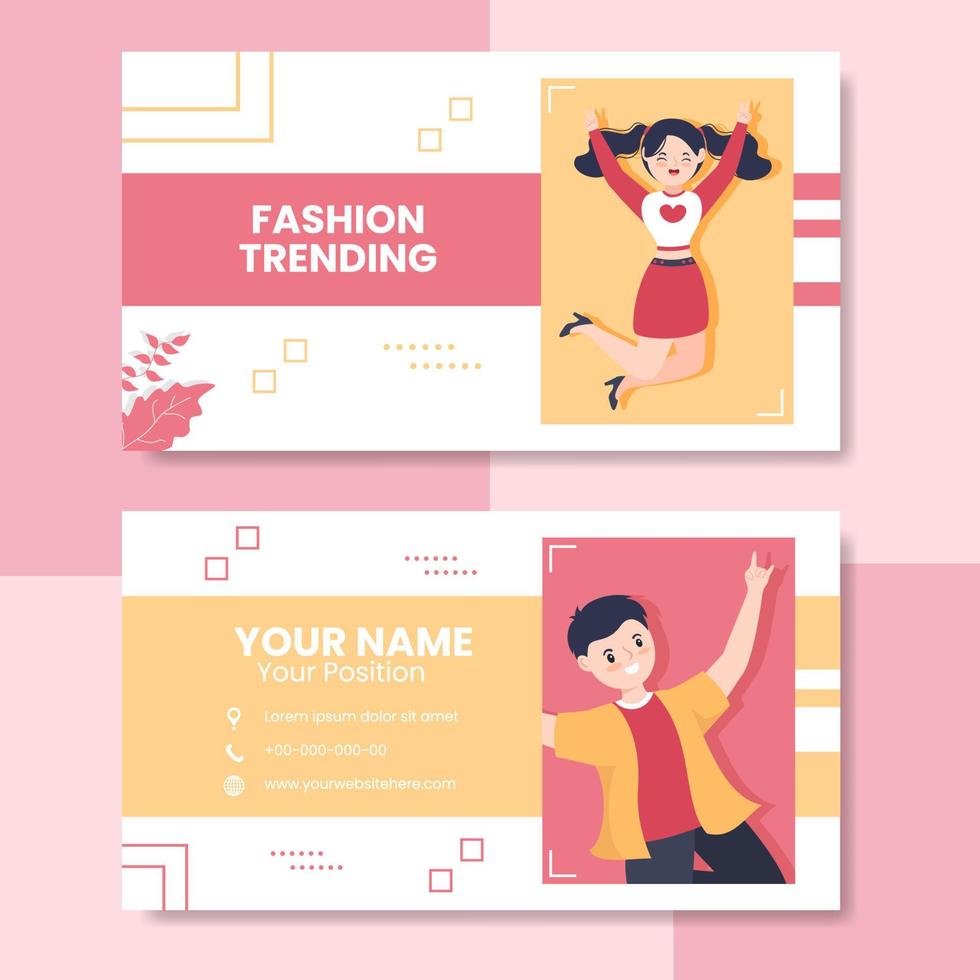 Stylish Fashion Card Horizontal Template Flat Cartoon Background Vector Illustration