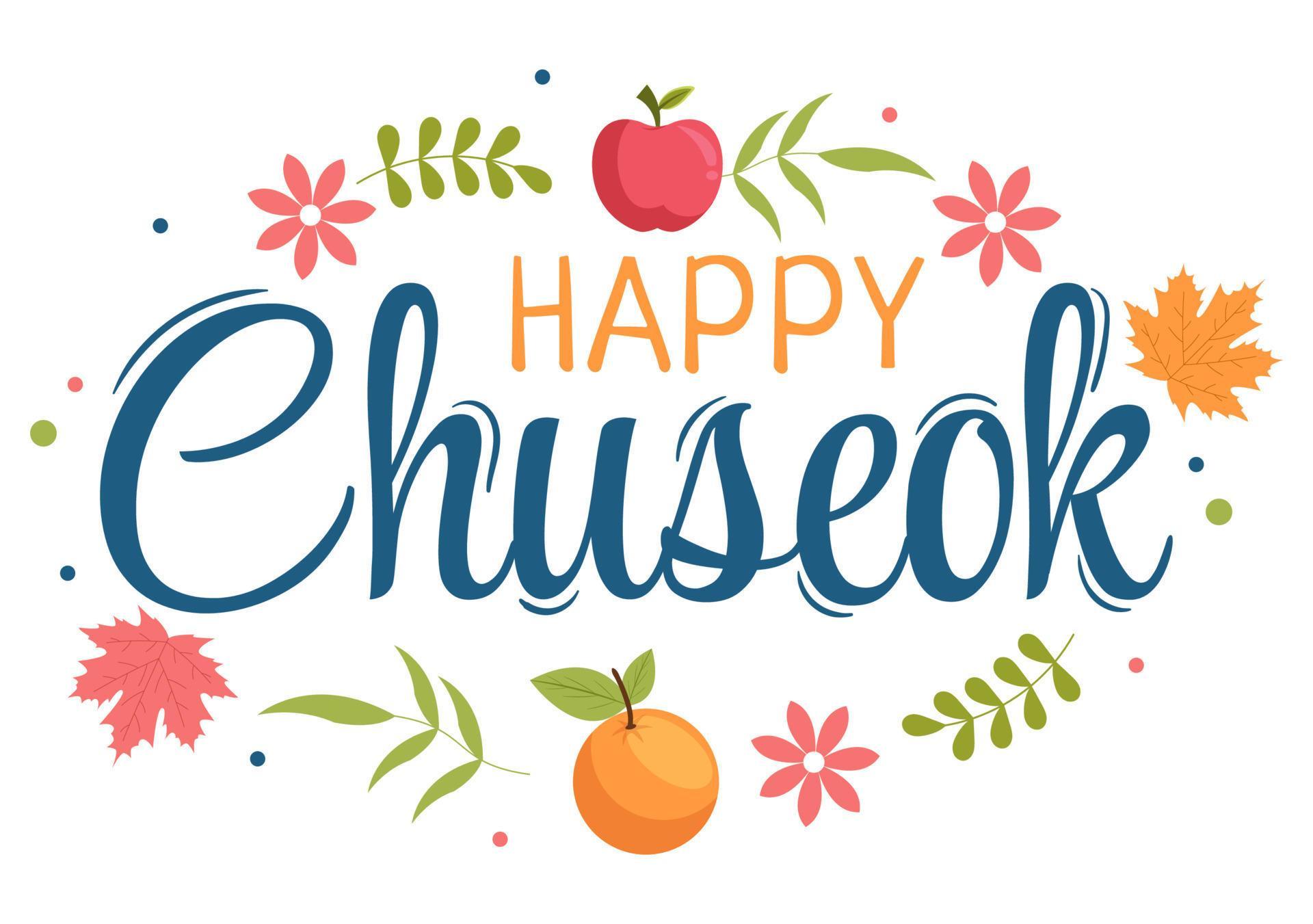 Happy Chuseok Day in Korea for Thanksgiving with Calligraphy Text, Full
