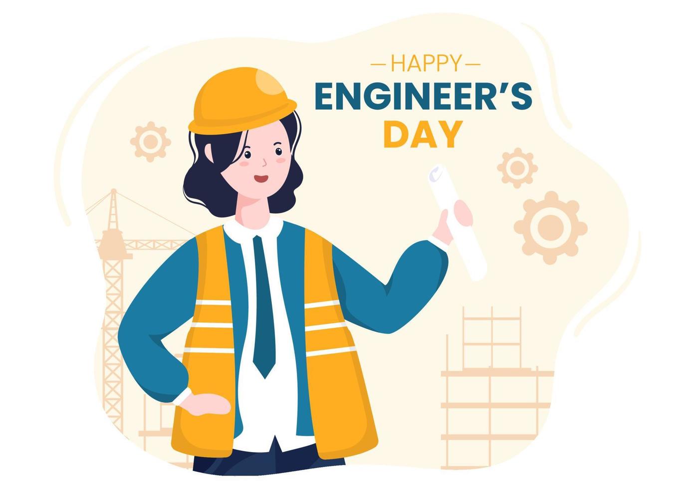 feliz día del ingeniero ilustración conmemorativa para ingeniero vector