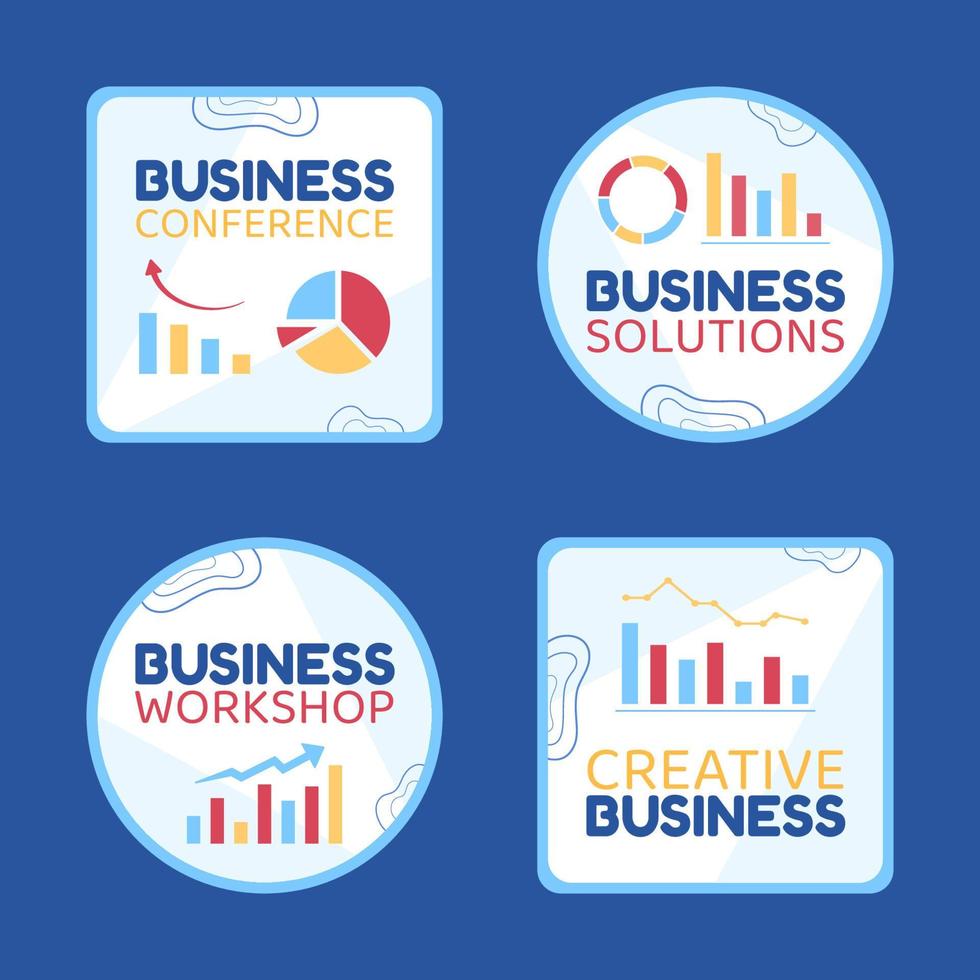 Business Workshop Label Template Flat Cartoon Background Vector Illustration