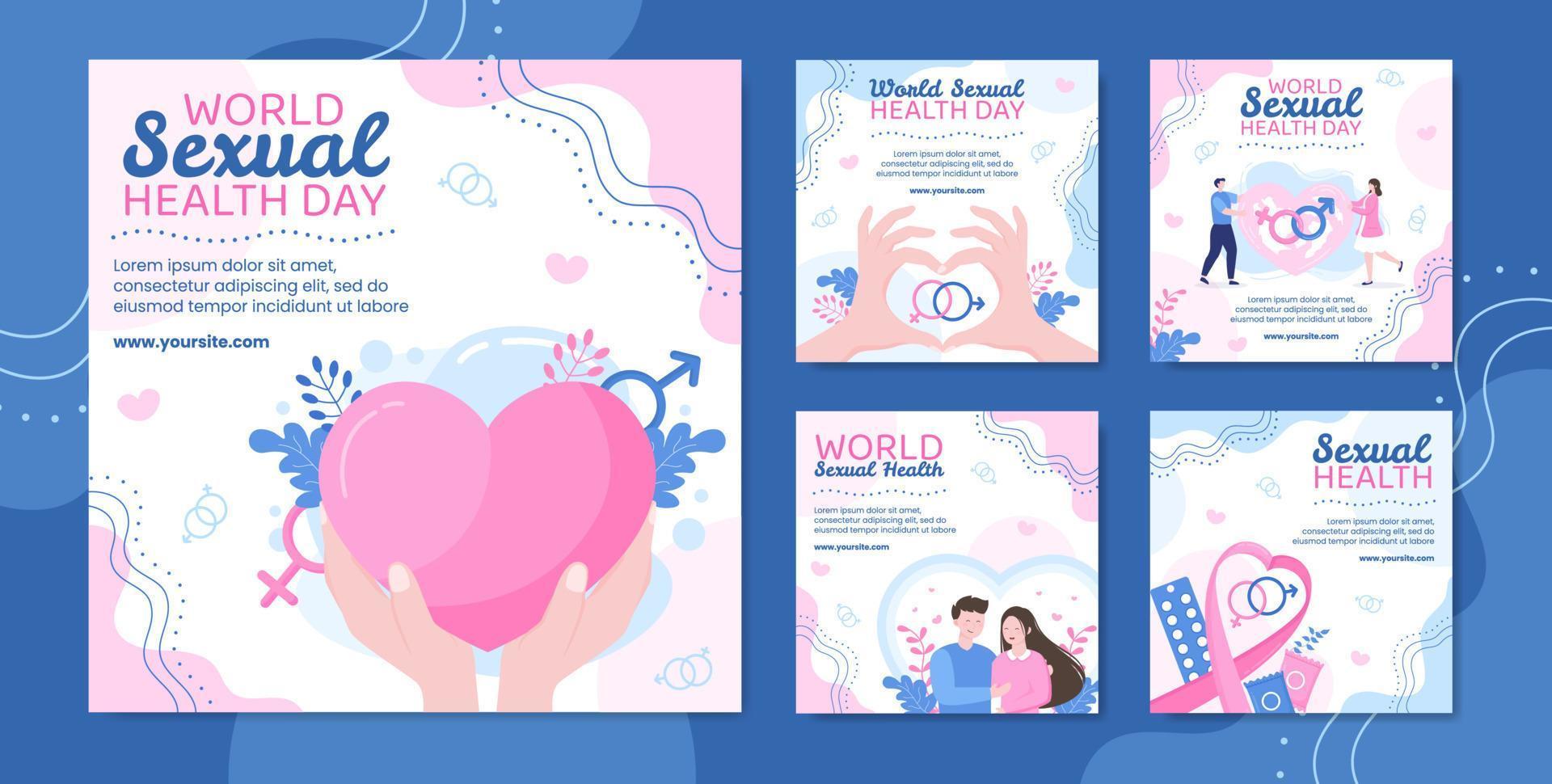 World Sexual Health Day Social Media Post Template Flat Cartoon Background Vector Illustration