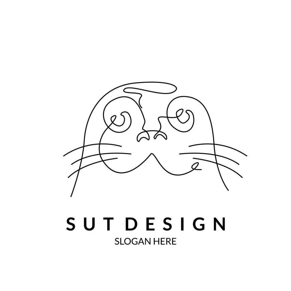 line art otter, seal, sea lion minimal and cute design vector