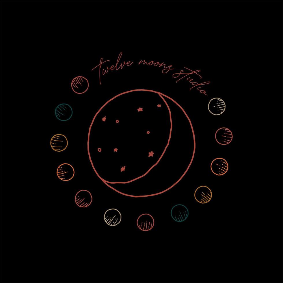 12 circular boasts of hand drawn style and line art feminine minimalist logo vector