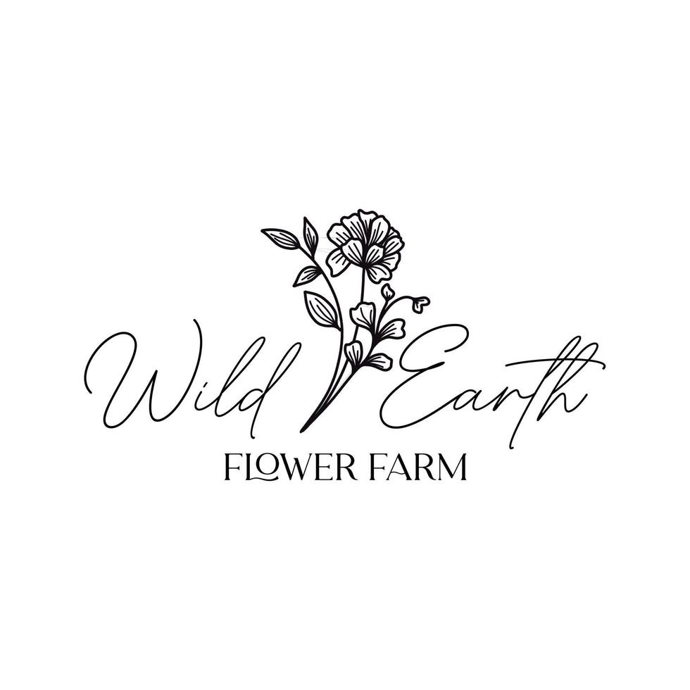 minimalist floral logo, floral, botanical feminine and modern line vector