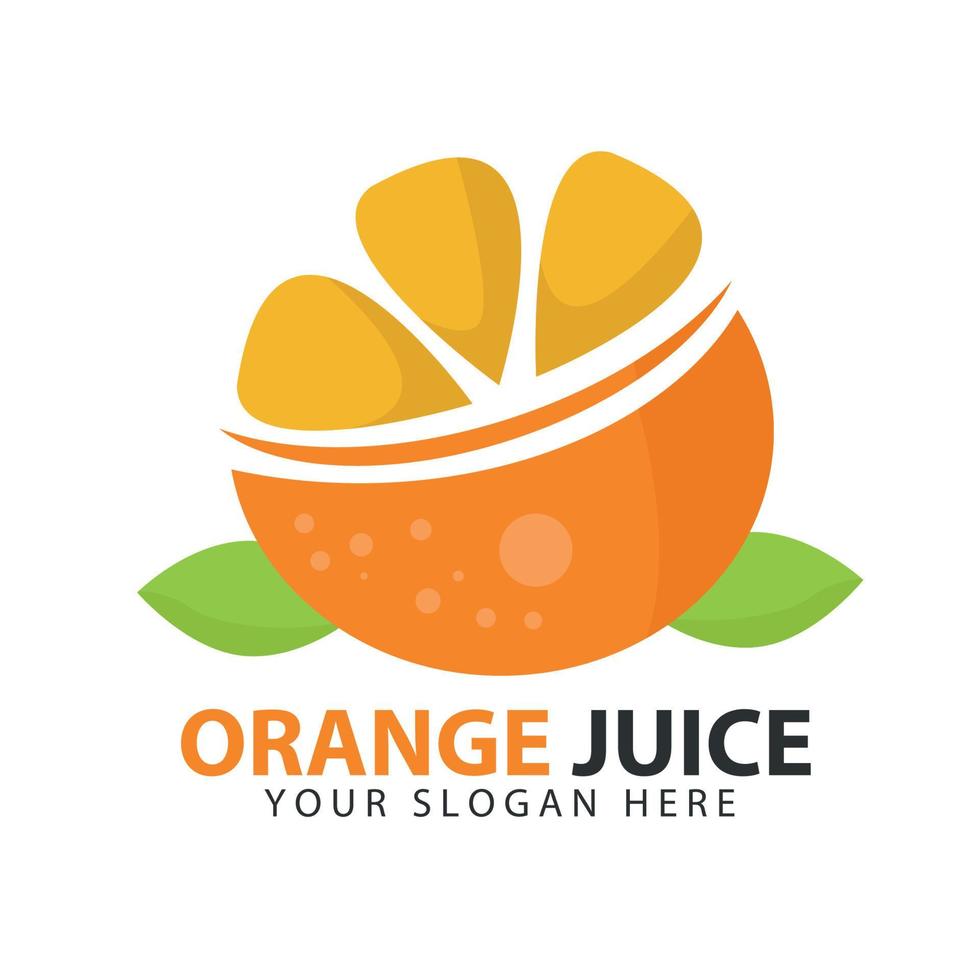 Orange slice with leaf isolated on a logo vector