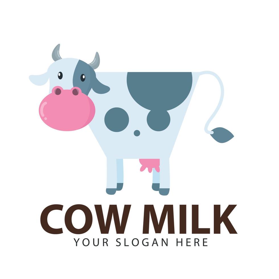 plantilla de diseño de logotipo vectorial en estilo lineal moderno. ilustración para la industria y envasado de leche orgánica, natural y fresca y leche de la granja vector