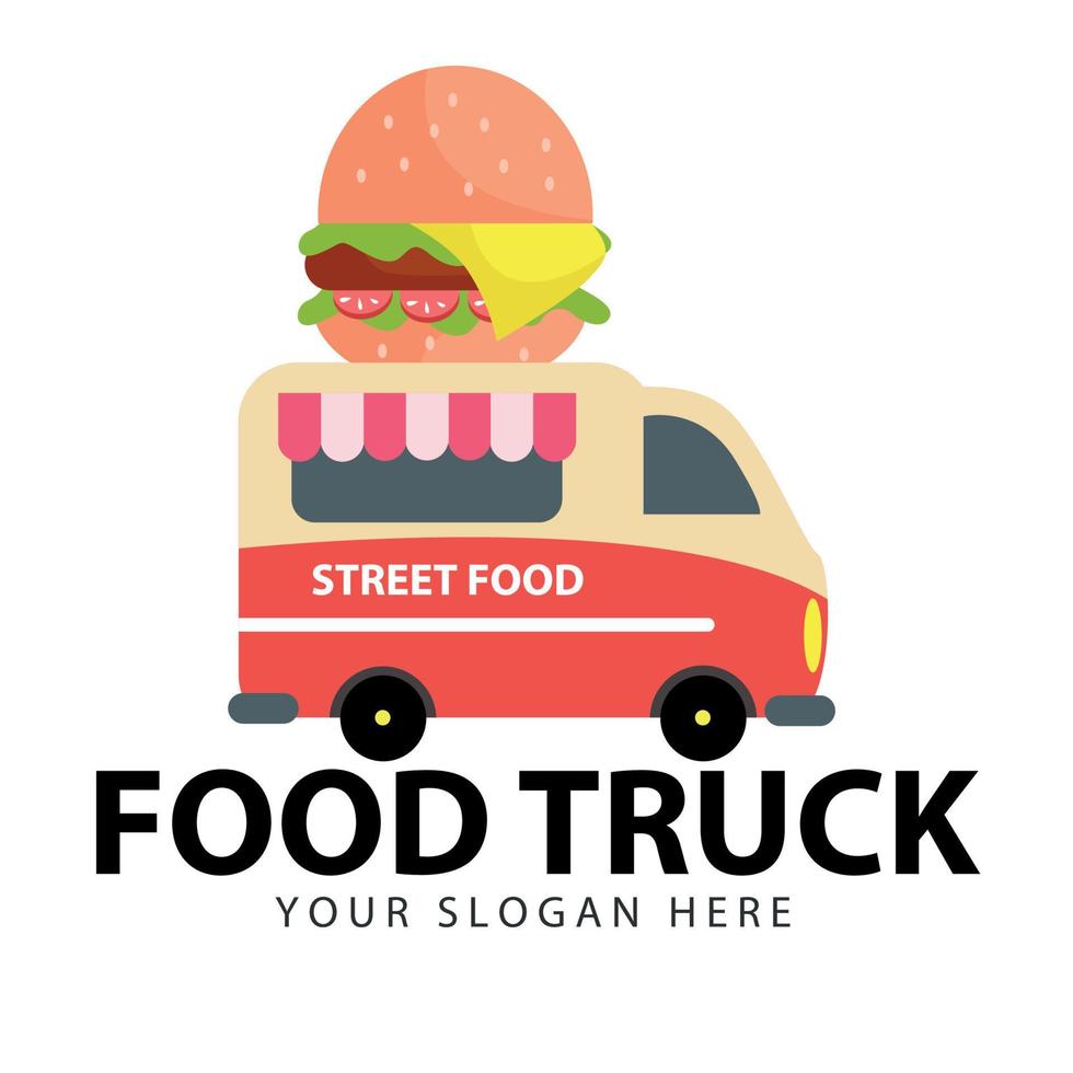 diseño de vector de logotipo de camión de comida de hamburguesa