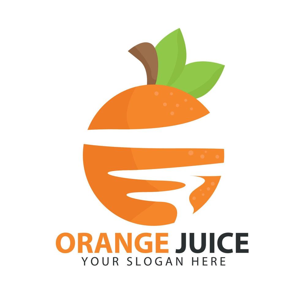 logo de jugo de naranja con concepto de cinta vector