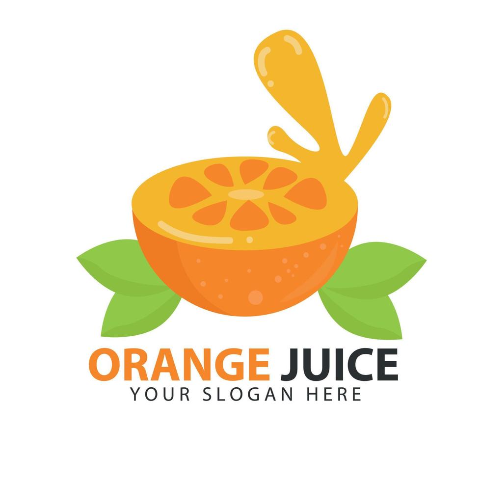 Orange logo design with half oranges producing a squeeze of orange. Vector illustration