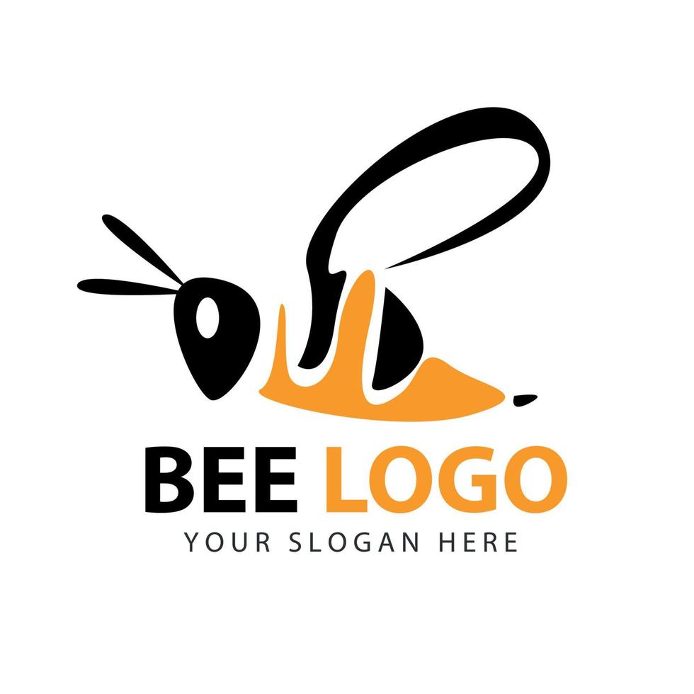 vector de logotipo de personaje de abeja y miel