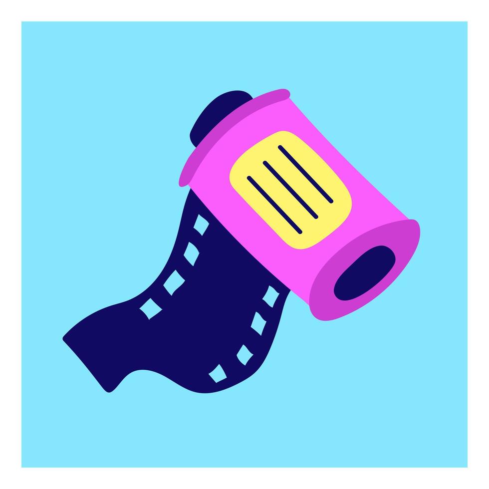 A film in neon colors in the style of the 90s. Flat vector illustration