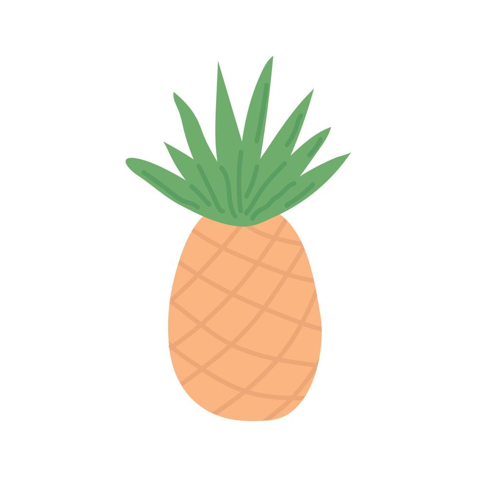 Pineapple, painted in doodle style. Summer collection. Flat vector illustration