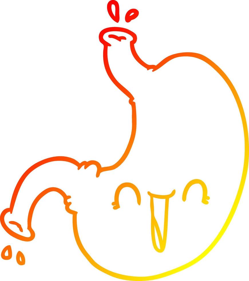 warm gradient line drawing cartoon happy stomach vector