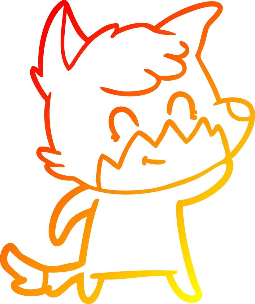 warm gradient line drawing cartoon friendly fox vector