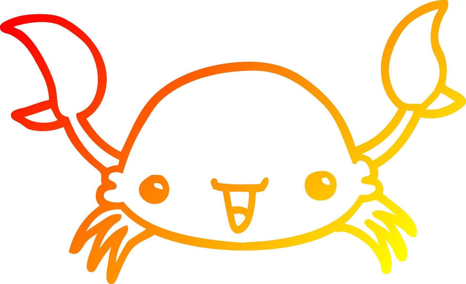 warm gradient line drawing cartoon crab vector