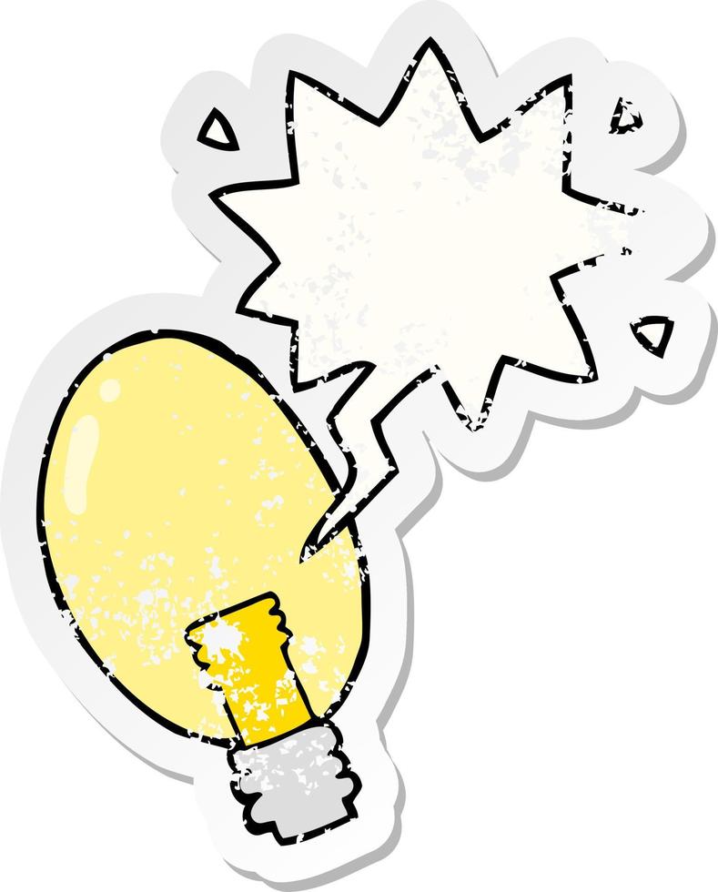 cartoon electric light and speech bubble distressed sticker vector