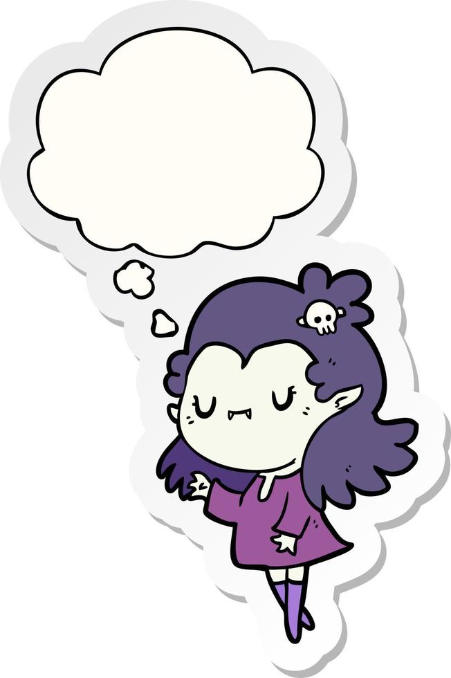 cartoon vampire and thought bubble as a printed sticker vector