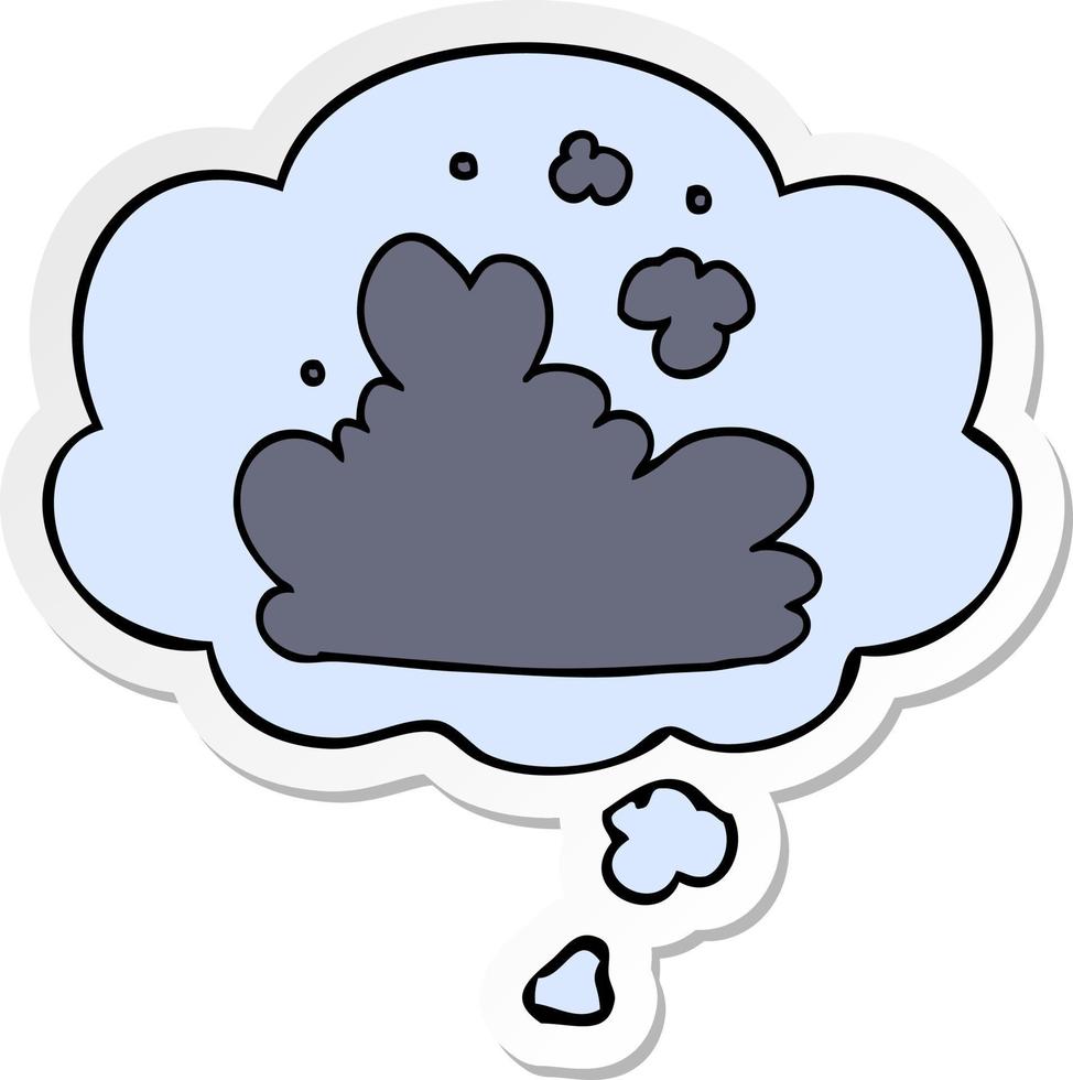 cartoon cloud and thought bubble as a printed sticker vector