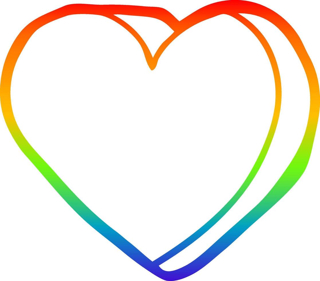rainbow gradient line drawing cartoon love heart vector