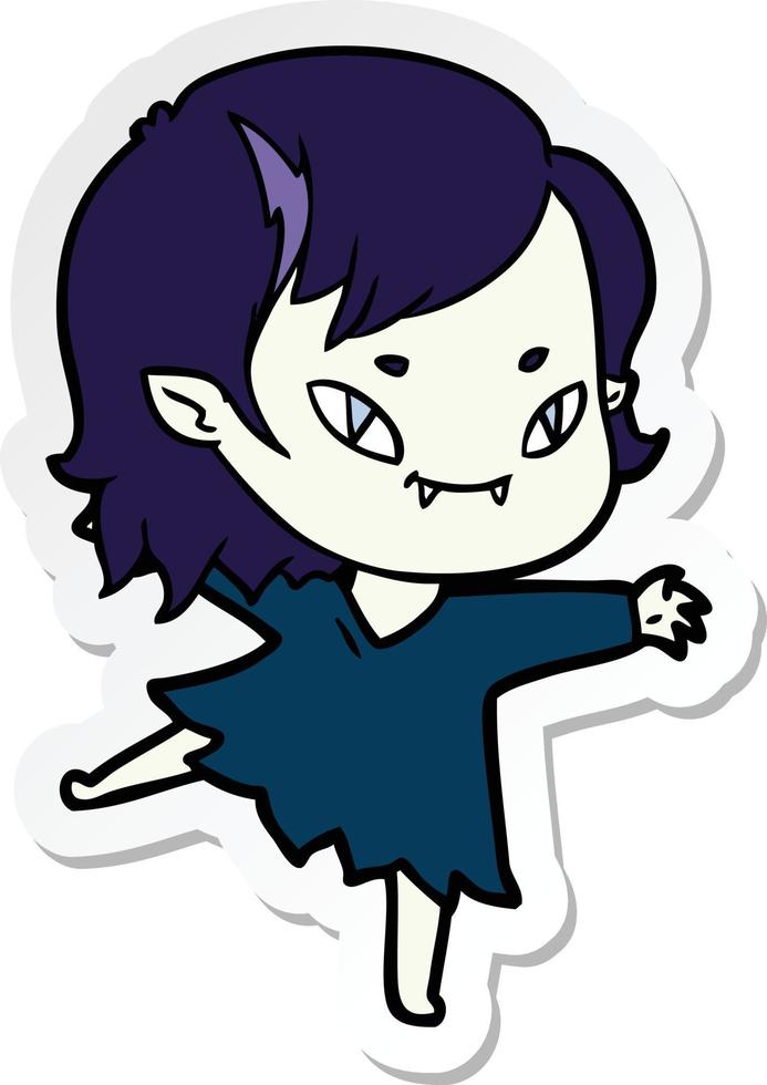 sticker of a cartoon friendly vampire girl vector