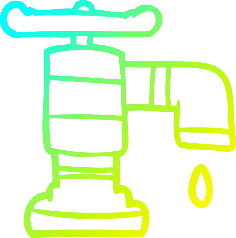 cold gradient line drawing cartoon dripping faucet vector