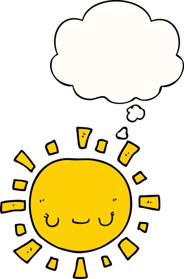 cartoon sun and thought bubble vector