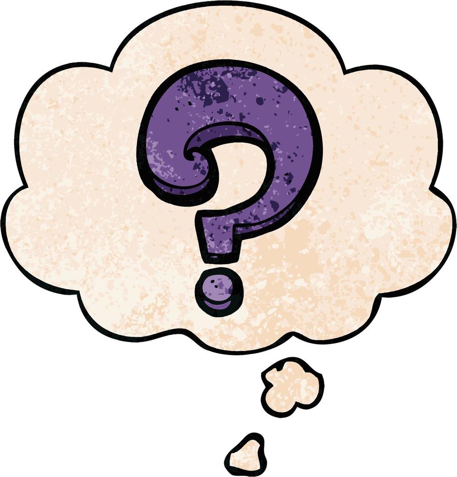 cartoon question mark and thought bubble in grunge texture pattern style vector