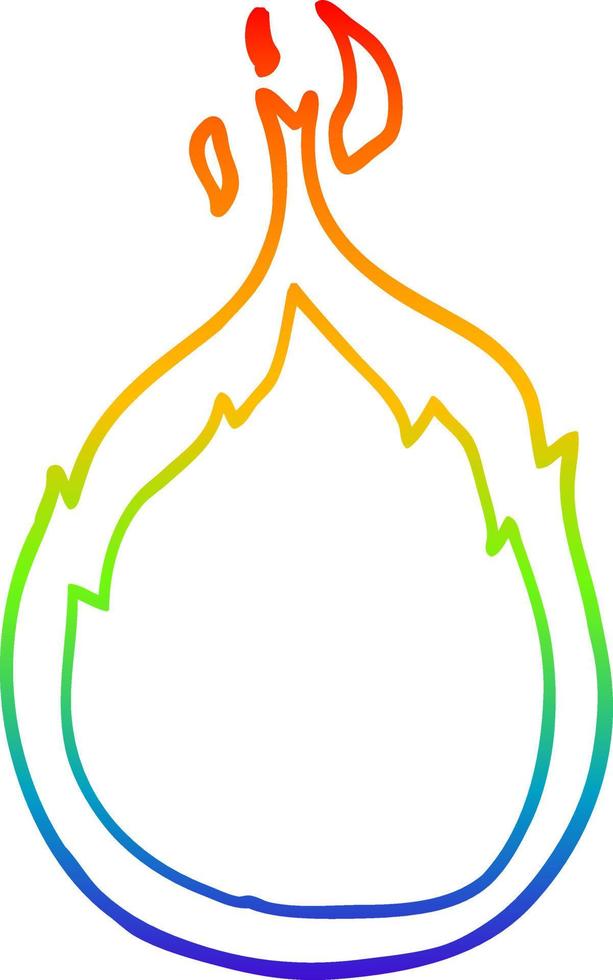 rainbow gradient line drawing cartoon flames vector