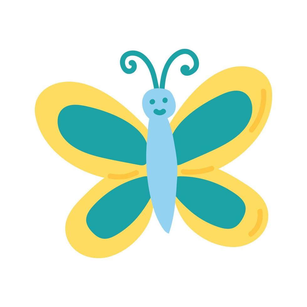 una mariposa dibujada al estilo garabato. colección de primavera. ilustración vectorial plana vector