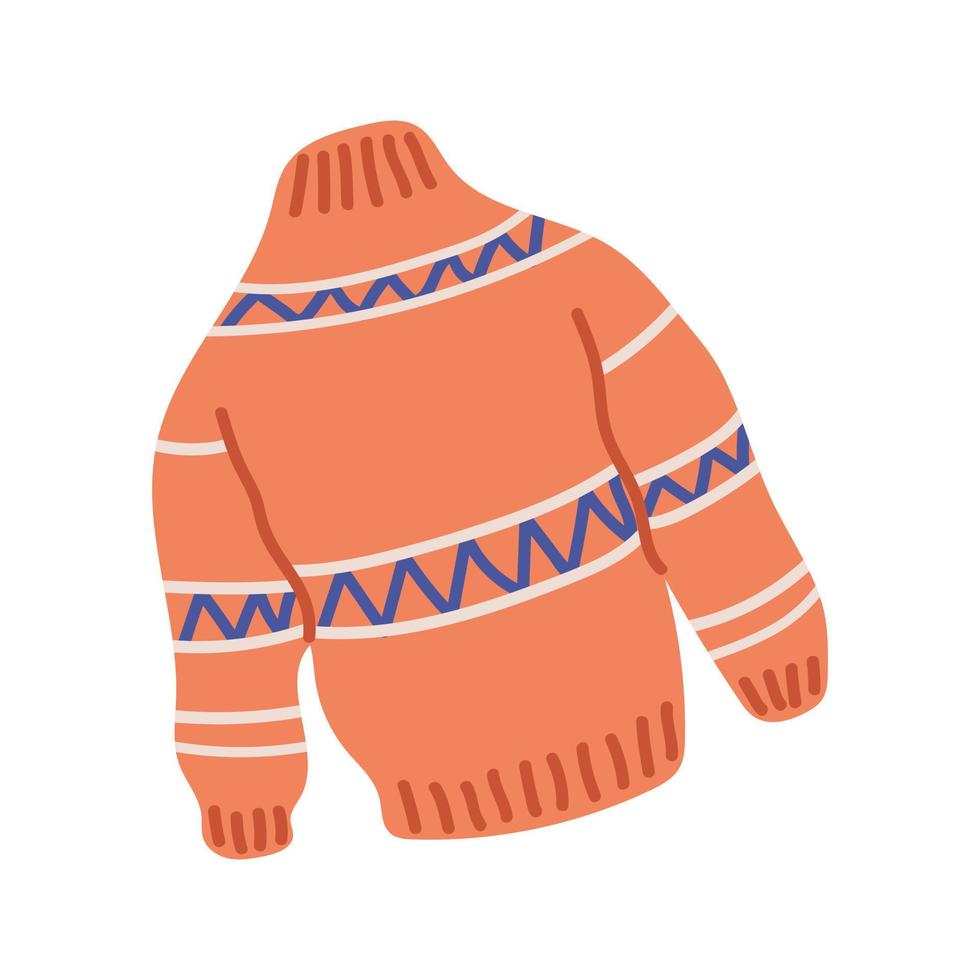 Warm sweater, painted in doodle style. Cozy autumn. Flat vector illustration