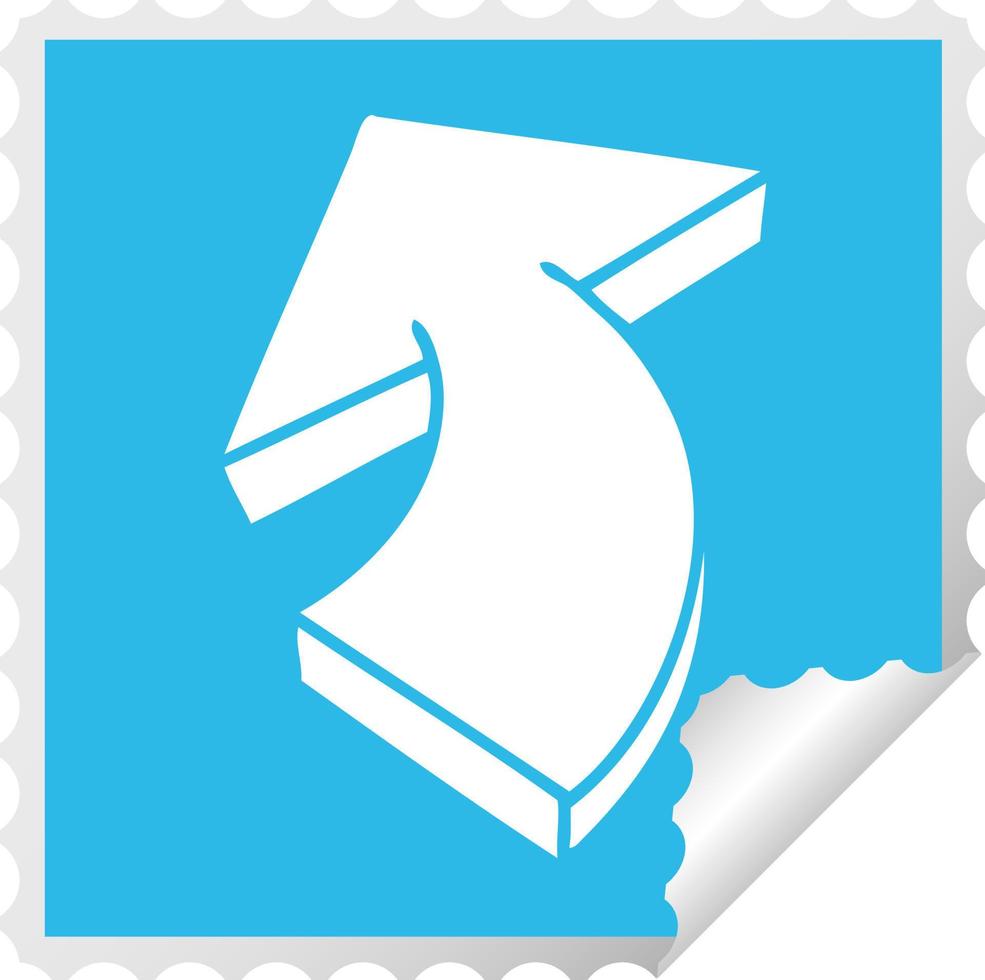 quirky square peeling sticker cartoon arrow vector