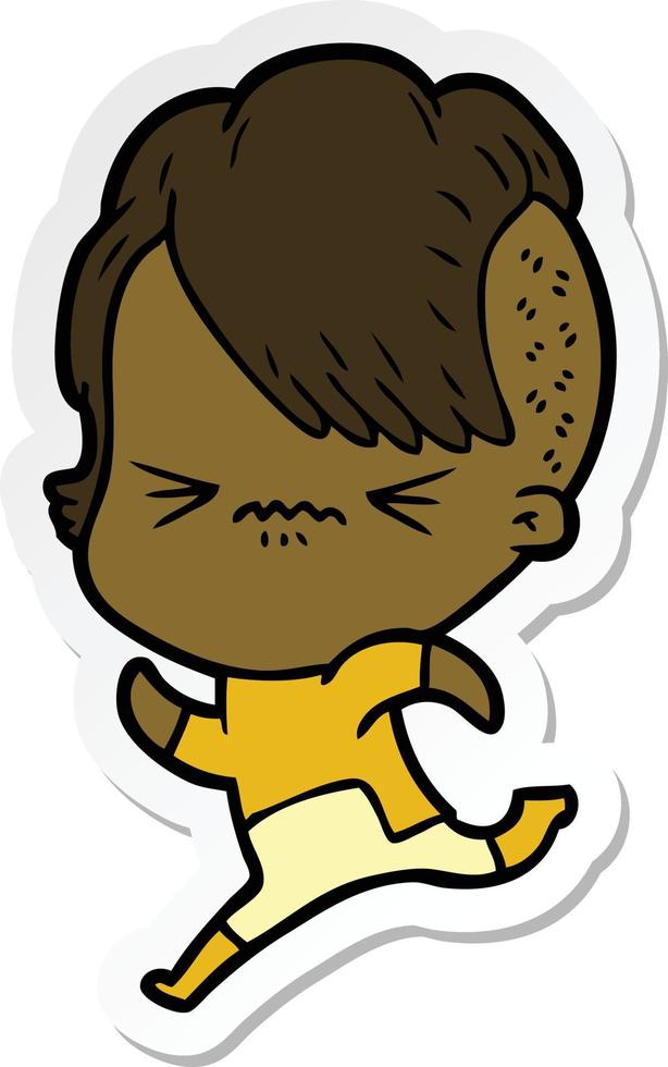 sticker of a cartoon annoyed hipster girl vector