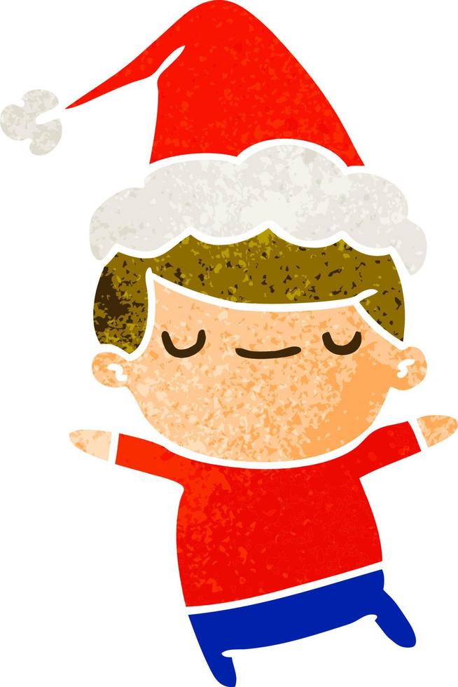 christmas retro cartoon of kawaii boy vector