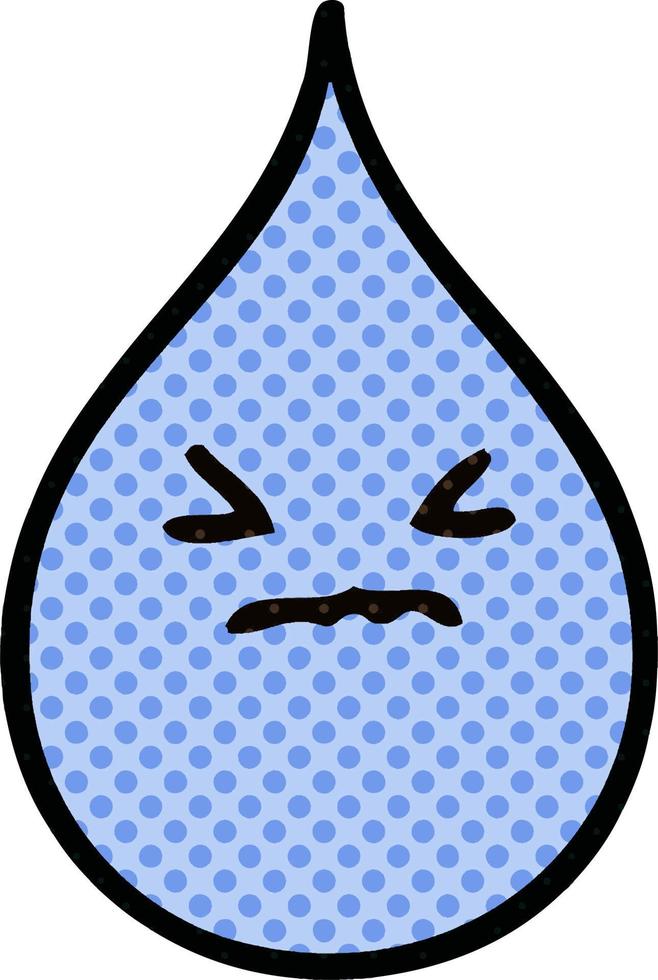 quirky comic book style cartoon emotional rain drop vector