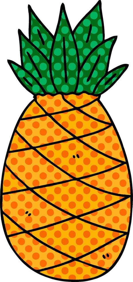 quirky comic book style cartoon pineapple vector