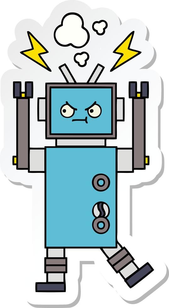 pegatina de un lindo robot de dibujos animados vector