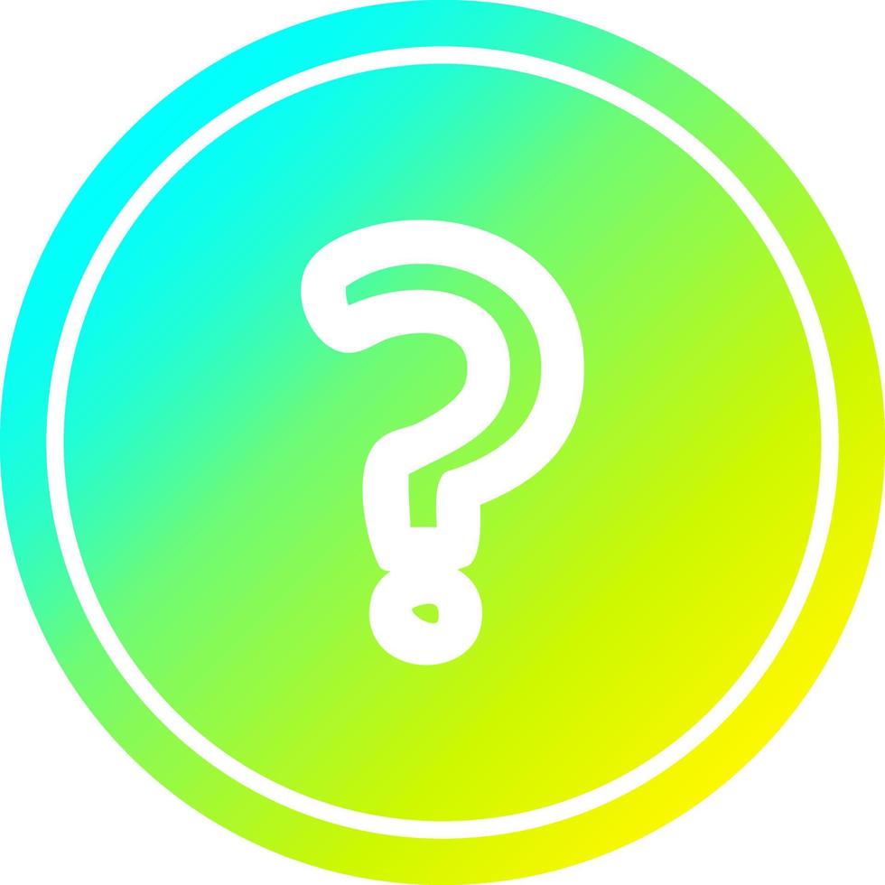question mark circular in cold gradient spectrum vector