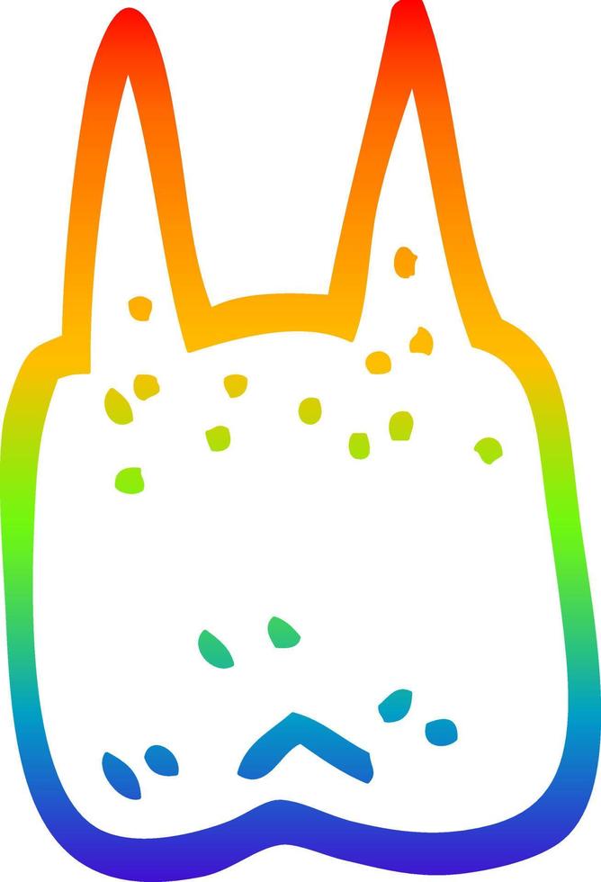 rainbow gradient line drawing cartoon tooth vector