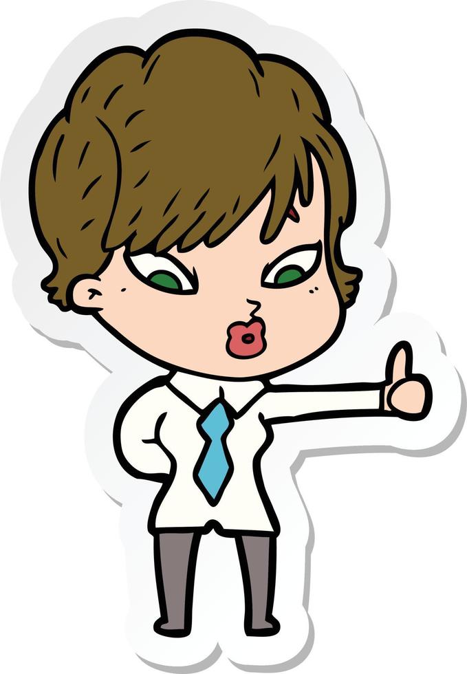 sticker of a cartoon woman vector