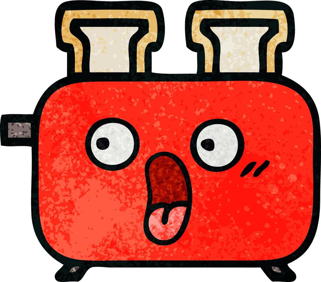 retro grunge texture cartoon of a toaster vector