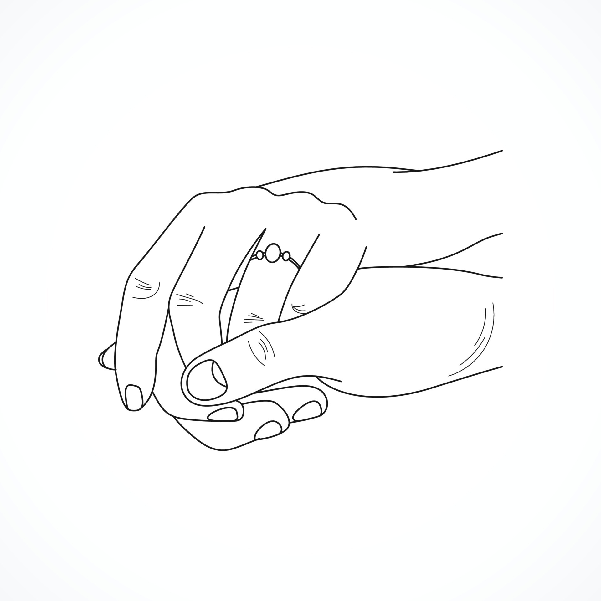 Romantic couple pinky promise line art, pinky swear contour drawings,  minimalist lovers holding hands one line drawing, Doodle flower on  watercolor