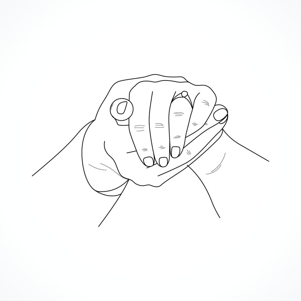Cute holding hands pinky promise line art vector