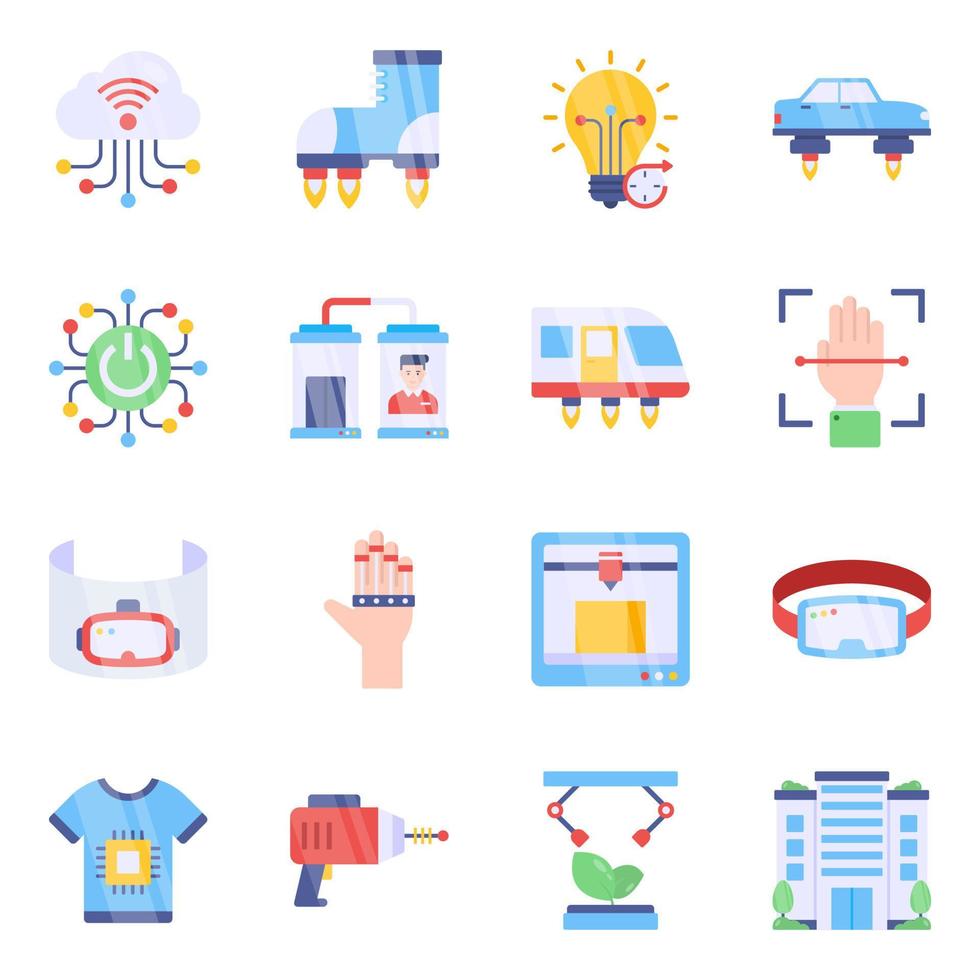 Pack of MiscellaneousTechnology Flat Icons vector